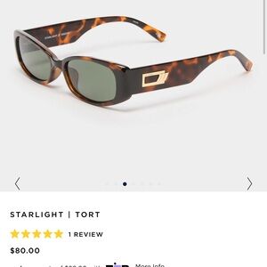 Le Specs Starlight Tortoiseshell Sunglasses with Green Lenses